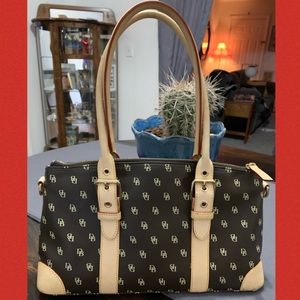 Y2K VTG Dooney & Bourke Brown Florentine Vachetta Leather East West Monogram Bag